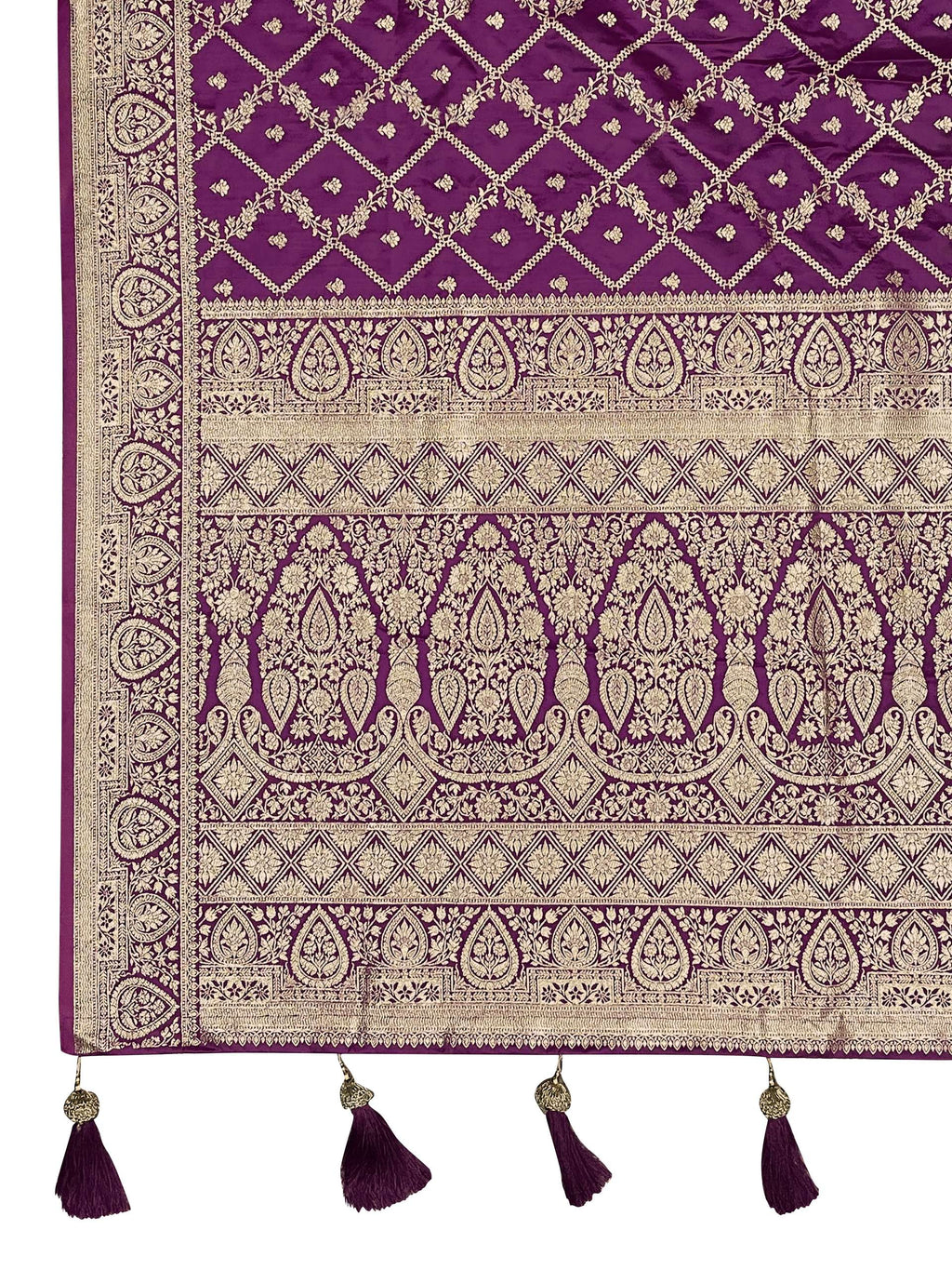 MANOHARI Banarasi Silk Blend Jacquard Work Saree - Purple | Grocsy