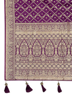 MANOHARI Banarasi Silk Blend Jacquard Work Saree - Purple | Grocsy