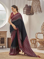 MANOHARI Banarasi Silk Blend Jacquard Work Saree - Black | Grocsy