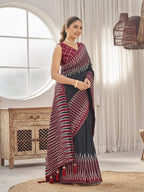 MANOHARI Banarasi Silk Blend Jacquard Work Saree - Black | Grocsy