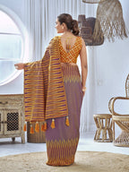MANOHARI Banarasi Silk Blend Jacquard Work Saree - Purple | Grocsy