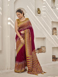 MANOHARI Banarasi Silk Blend Jacquard Work Saree - Red | Grocsy