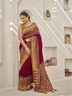 MANOHARI Banarasi Silk Blend Jacquard Work Saree - Red | Grocsy