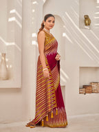 MANOHARI Banarasi Silk Blend Jacquard Work Saree - Red | Grocsy