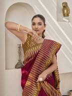 MANOHARI Banarasi Silk Blend Jacquard Work Saree - Red | Grocsy