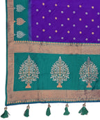 MANOHARI Banarasi Silk Blend Jacquard Work Saree - Purple | Grocsy