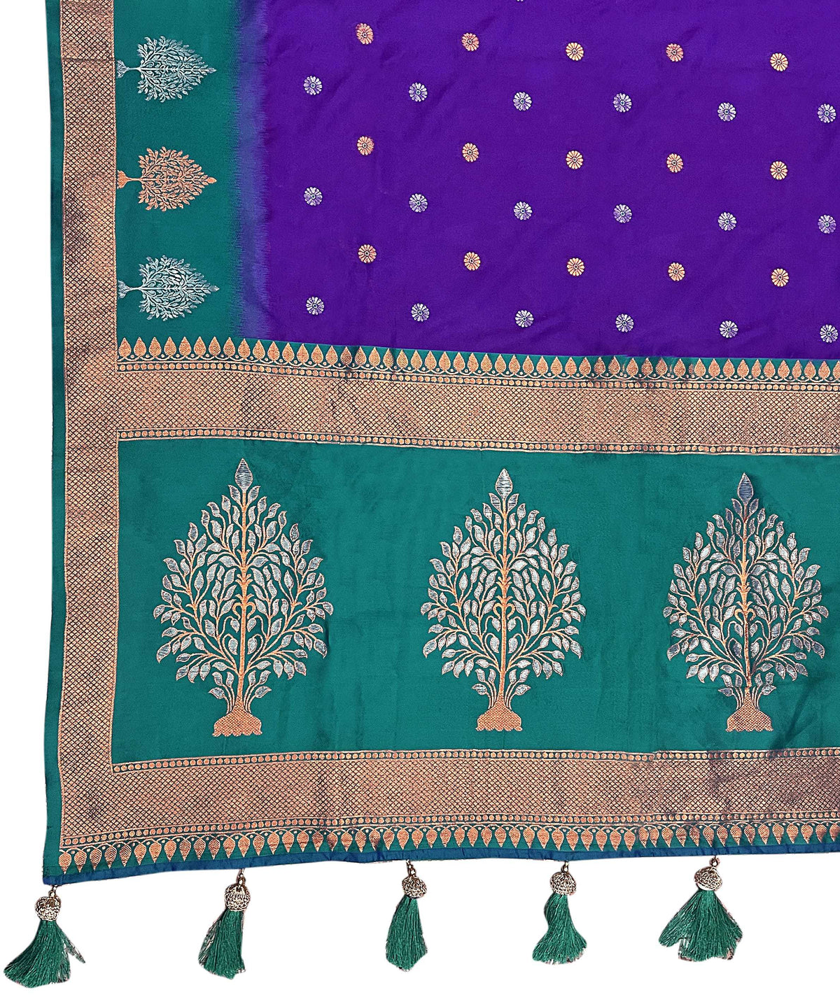 MANOHARI Banarasi Silk Blend Jacquard Work Saree - Purple | Grocsy