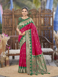 MANOHARI Banarasi Silk Blend Jacquard Work Saree - Pink | Grocsy
