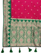 MANOHARI Banarasi Silk Blend Jacquard Work Saree - Pink | Grocsy