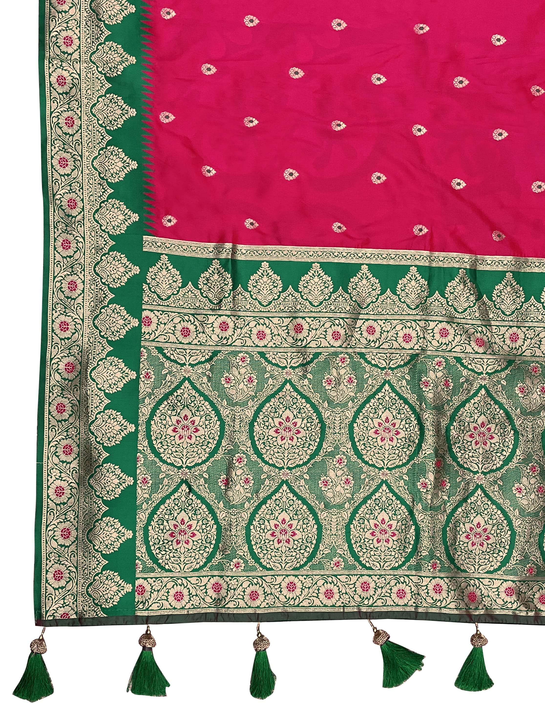 MANOHARI Banarasi Silk Blend Jacquard Work Saree - Pink | Grocsy
