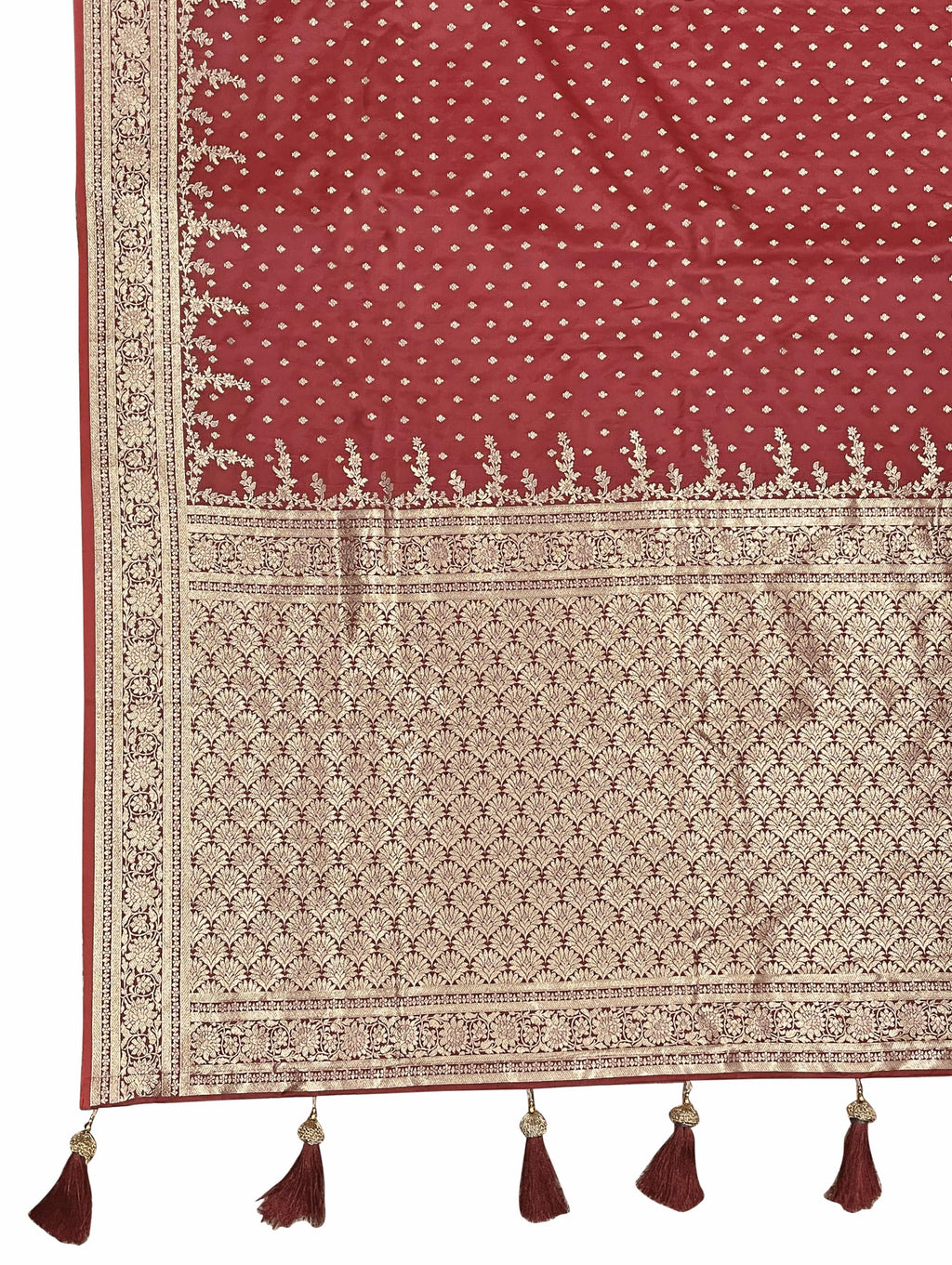 MANOHARI Banarasi Silk Blend Jacquard Work Saree - Red | Grocsy