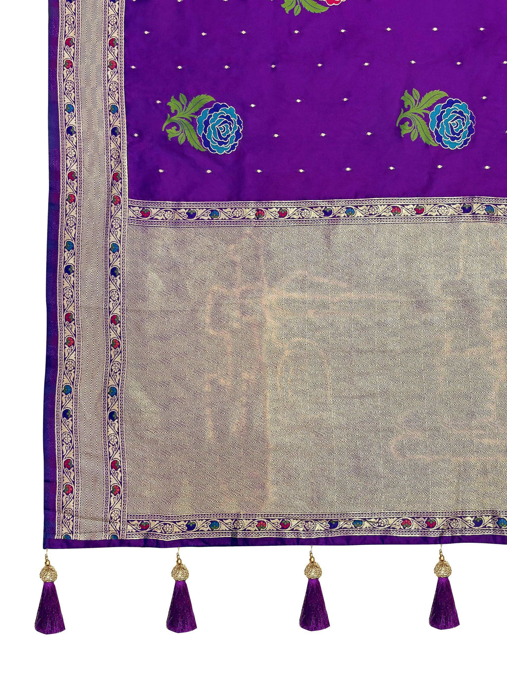MANOHARI Banarasi Silk Blend Jacquard Work Saree - Purple | Grocsy