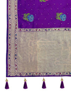 MANOHARI Banarasi Silk Blend Jacquard Work Saree - Purple | Grocsy