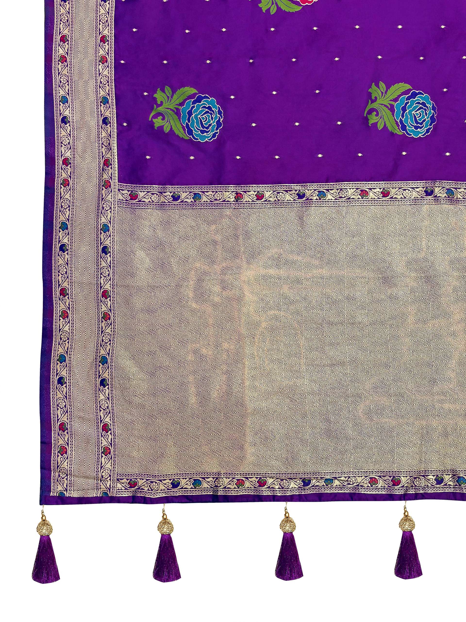 MANOHARI Banarasi Silk Blend Jacquard Work Saree - Purple | Grocsy