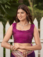 MANOHARI Banarasi Silk Blend Jacquard Work Saree - Purple | Grocsy