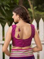 MANOHARI Banarasi Silk Blend Jacquard Work Saree - Purple | Grocsy