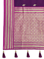 MANOHARI Banarasi Silk Blend Jacquard Work Saree - Purple | Grocsy