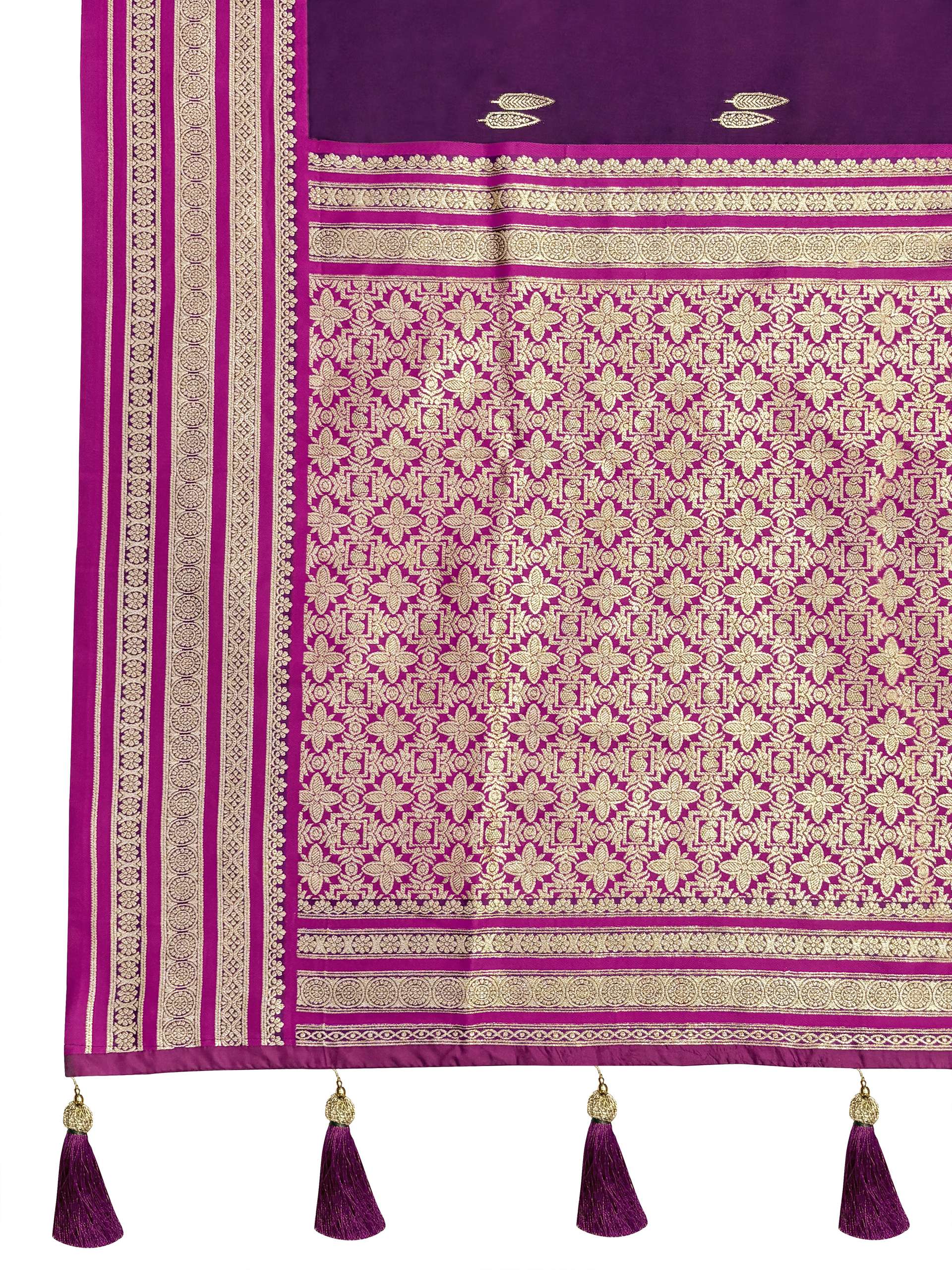 MANOHARI Banarasi Silk Blend Jacquard Work Saree - Purple | Grocsy