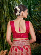 MANOHARI Banarasi Silk Blend Jacquard Work Saree - Pink | Grocsy
