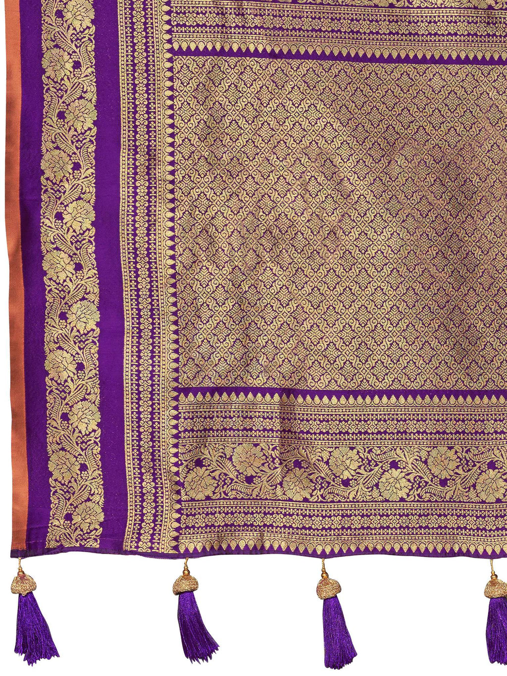 MANOHARI Banarasi Silk Blend Jacquard Work Saree - Brown | Grocsy