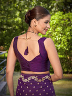 MANOHARI Banarasi Silk Blend Jacquard Work Saree - Purple | Grocsy