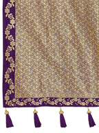 MANOHARI Banarasi Silk Blend Jacquard Work Saree - Purple | Grocsy