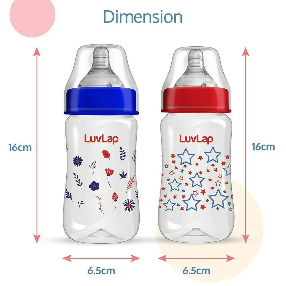 LuvLap Anti-Colic Wide Neck Natura Flo Baby Feeding Bottle | Grocsy