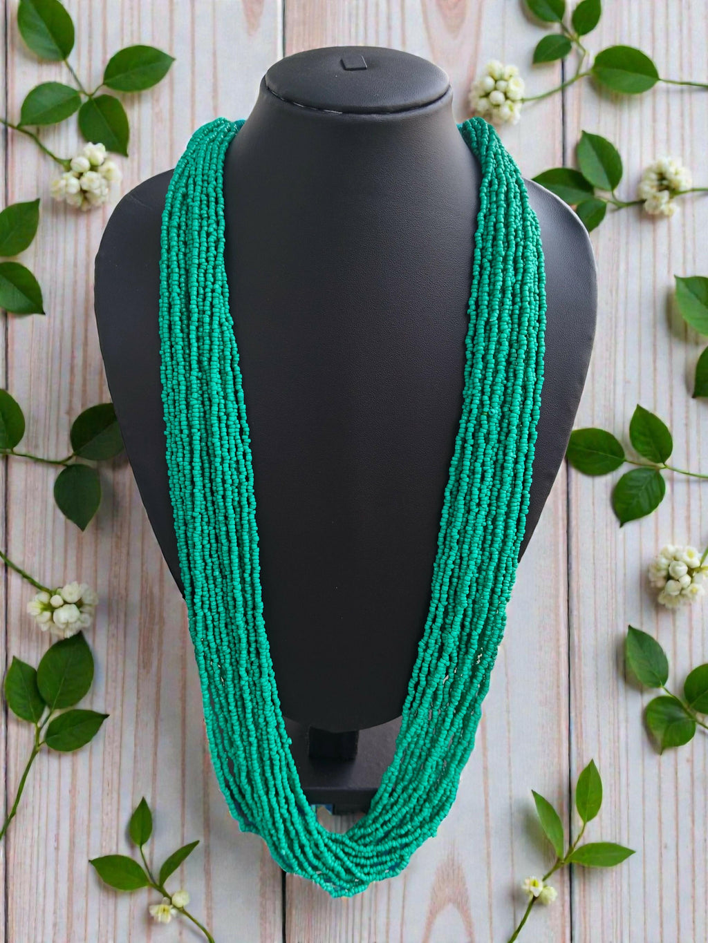 Inhanns Rangsaaz 20-Layer Luxe Long Beaded Only Necklace - Sea Green Only Necklace | Grocsy