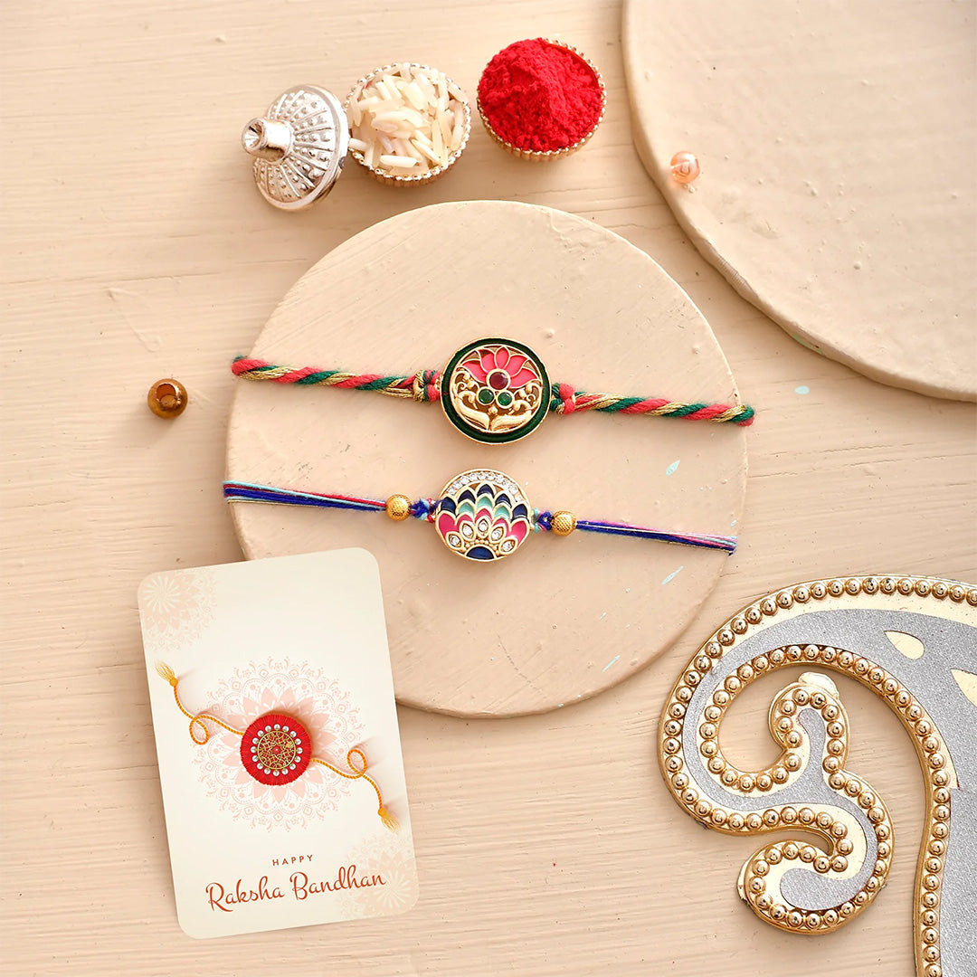 trueBrowns X Voylla Pack Of 2 Colourful And Embellished Men's Rakhis | Grocsy
