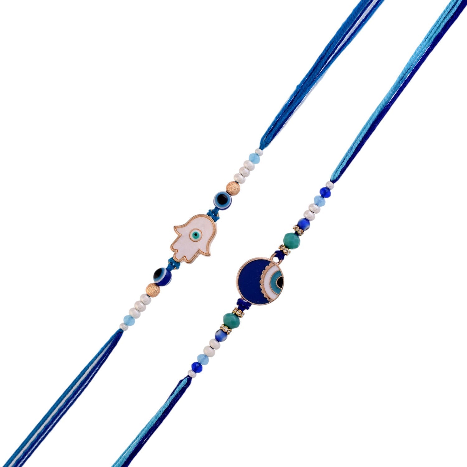 trueBrowns X Voylla Pack Of 2 Evil Eye Hamsa Charms Men's Rakhis | Grocsy