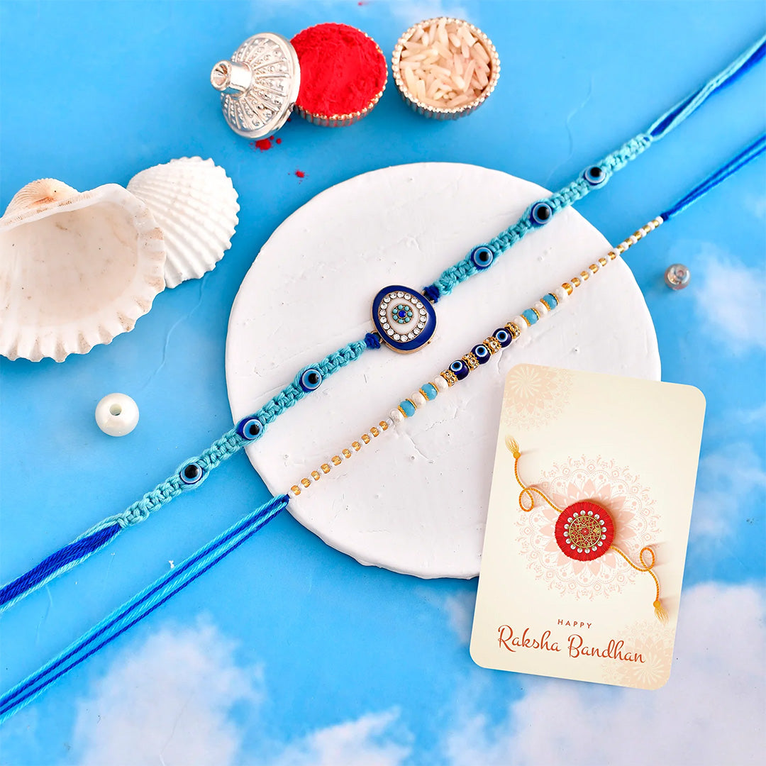 trueBrowns X Voylla Pack Of 2 Evil Eye Charms Men's Rakhis | Grocsy