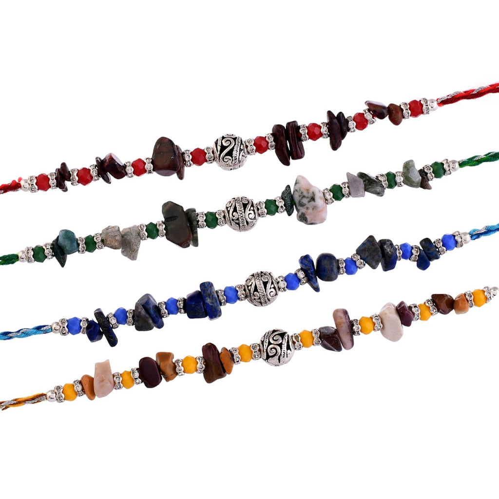trueBrowns X Voylla Pack Of 4 Men's Beaded Colourful Rakhis | Grocsy