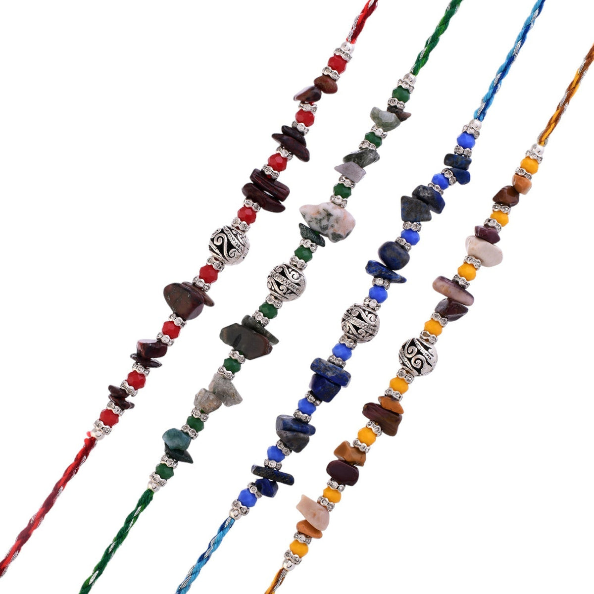 trueBrowns X Voylla Pack Of 4 Men's Beaded Colourful Rakhis | Grocsy