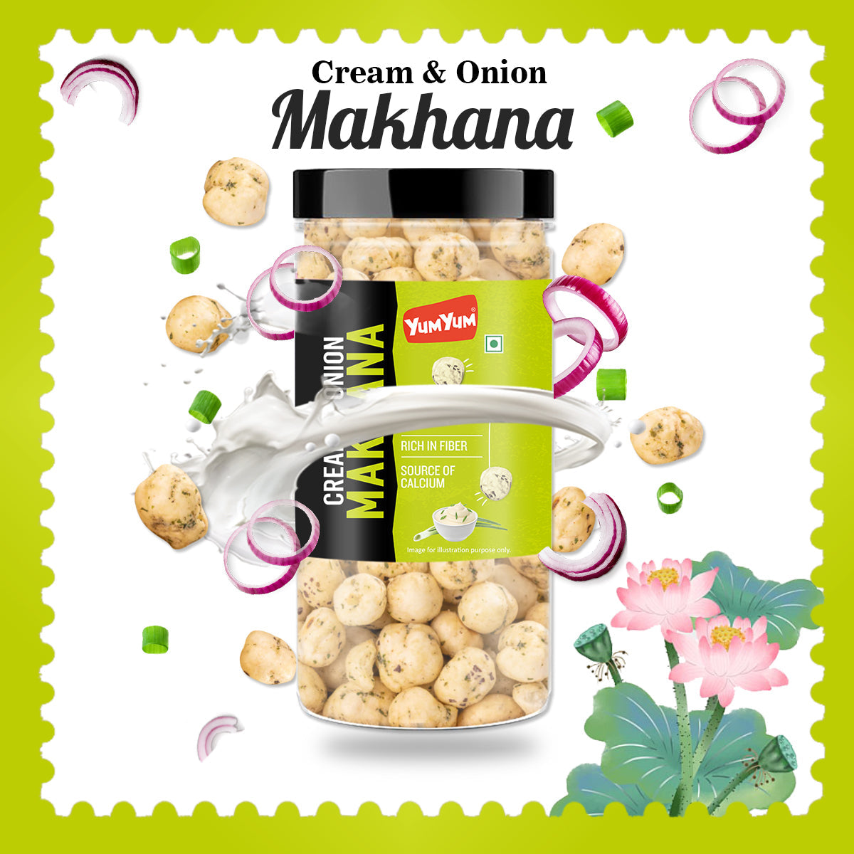 Yum Yum Cream & Onion Makhana Jar | Grocsy
