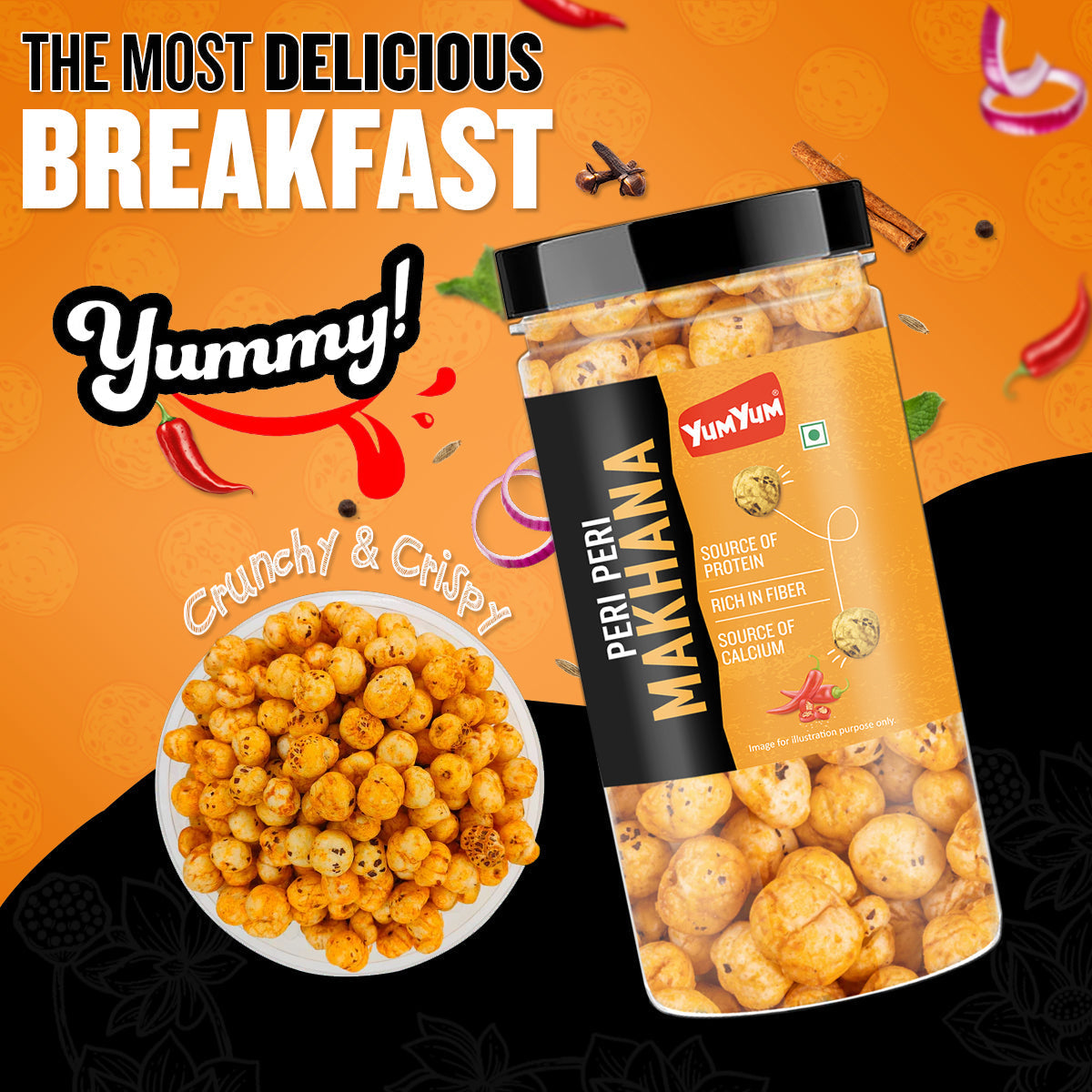 Yum Yum Peri Peri Makhana Jar | Grocsy