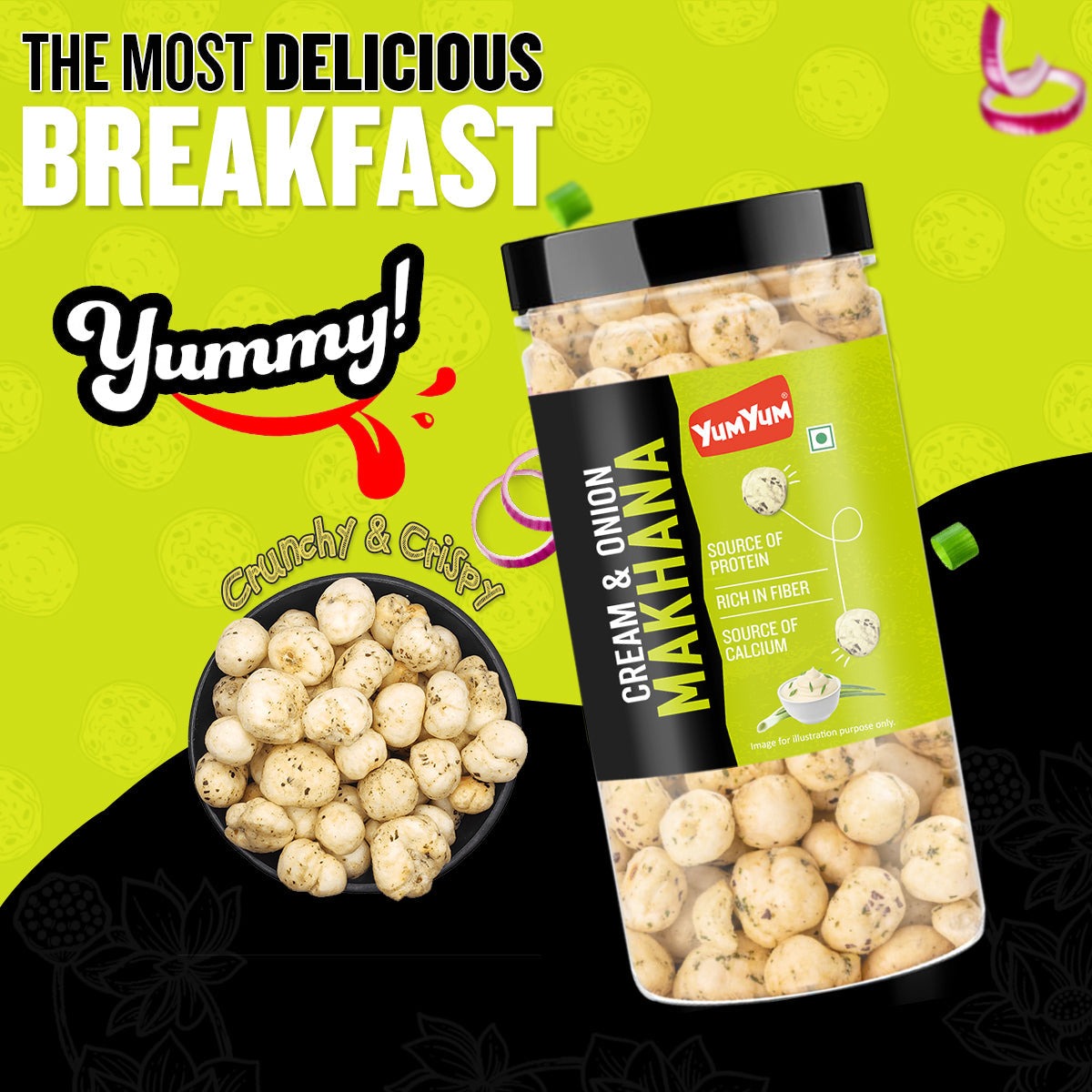 Yum Yum Cream & Onion Makhana Jar | Grocsy