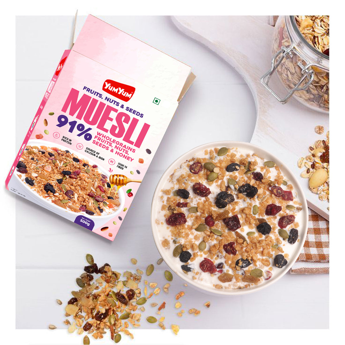 Yum Yum Fruits, Nuts & Seeds Honey Muesli Box | Grocsy