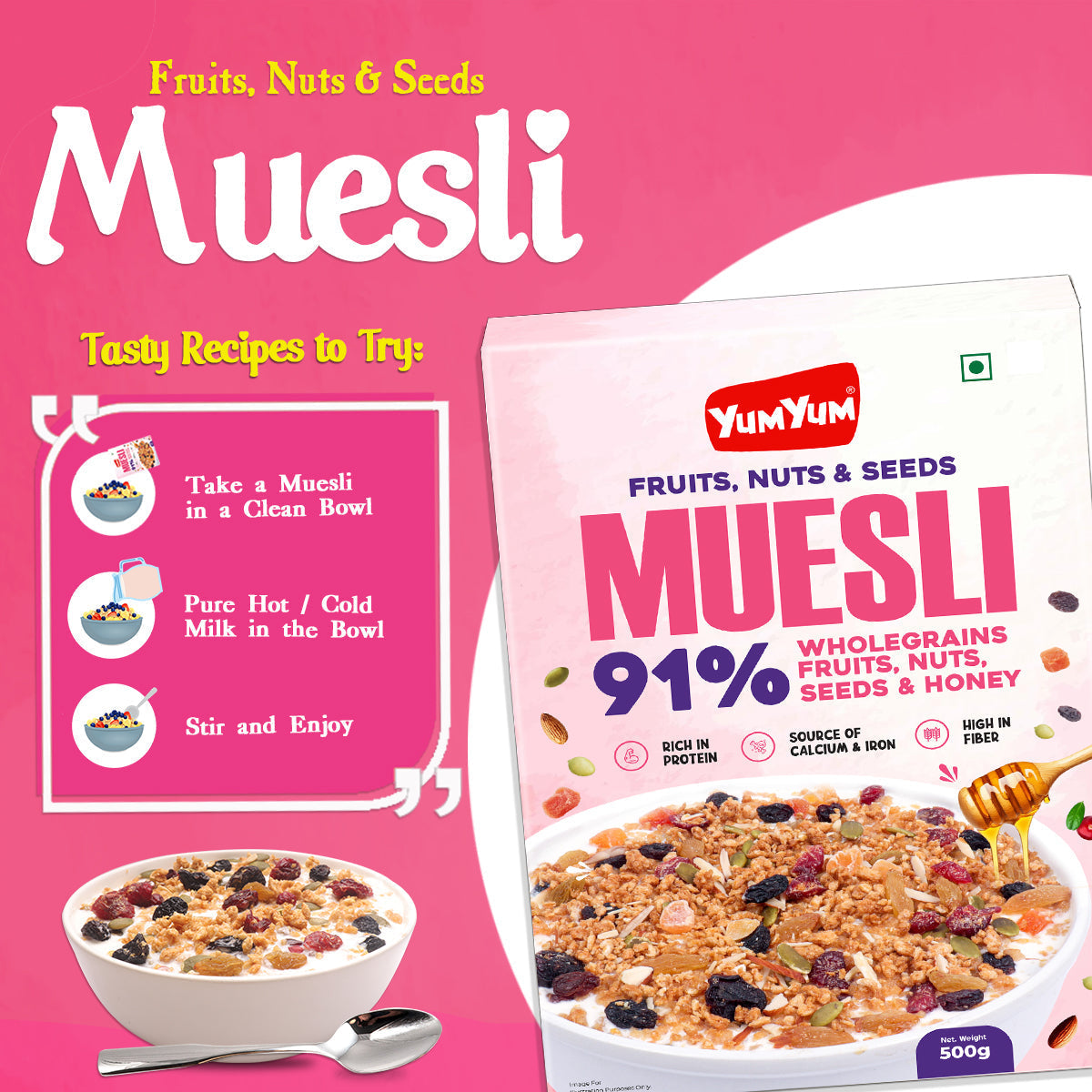 Yum Yum Fruits, Nuts & Seeds Honey Muesli Box | Grocsy