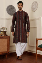Multi Modal Silk Woven Designer Men's Rajwadi Kurta Set - Mahotsav | Grocsy