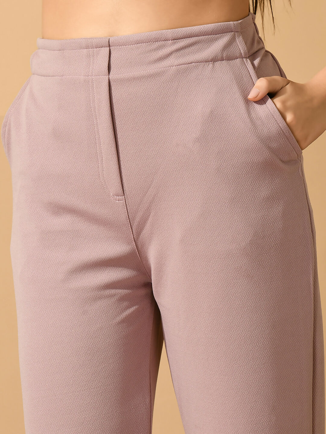 Myshka Women's Lavender Straight Fit Party Trouser | Grocsy