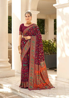 Joban Fashion Faux Chiffon Light Weight SareeMaroon Colored With Zari Border Saree | Grocsy