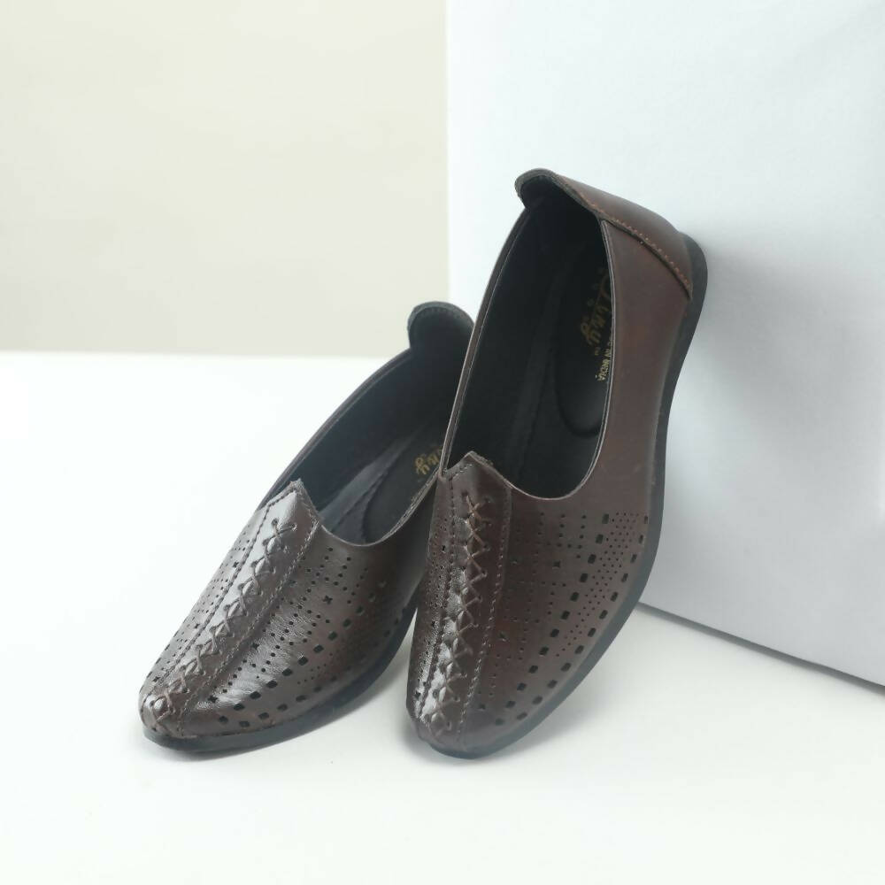 Tiny Bugs Boys Party & Ethnic Wear Mojari - Dark Brown | Grocsy
