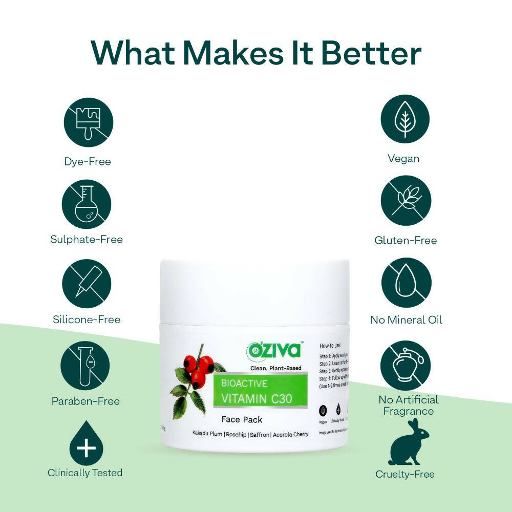 OZiva Bioactive Vitamin C30 Face Pack | Grocsy
