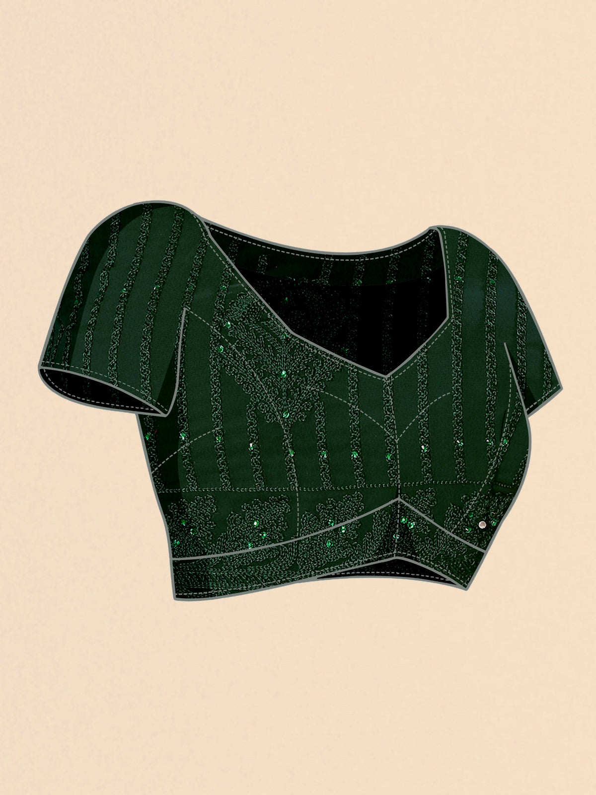 Green Georgette Embroidered and Stone Work Saree with Unstitched Blouse Piece - Roozal | Grocsy