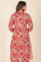 Aramya Red Soft Cotton Floral Panelled Kurta for Women | Grocsy