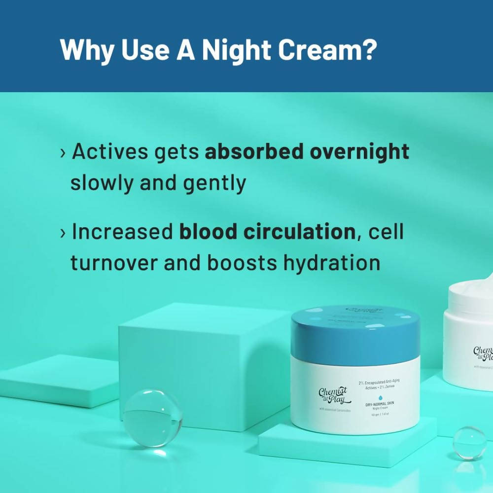 Chemist At Play Dry-Normal Skin Night Cream with Extra Moisture, Reduce Redness, and Reduce Inflammation | Grocsy