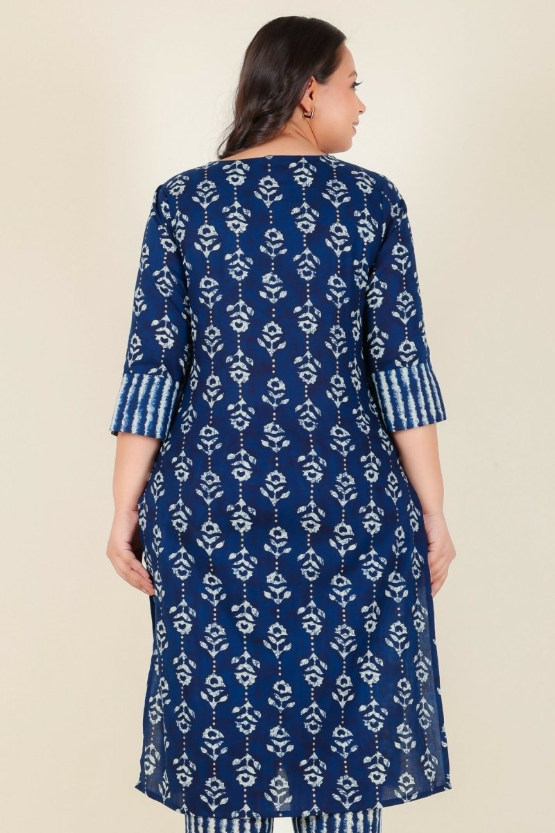 Aramya Blue Soft Cotton Floral Straight Kurta for Women | Grocsy