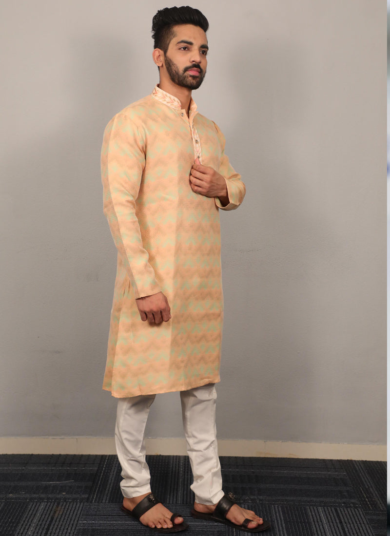 Prazu Fashion Lemon Yellow Soft Silk With Heavy Neck Design Kurta | Grocsy