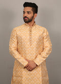 Prazu Fashion Light Yellow Soft Silk With Heavy Neck Design Kurta | Grocsy