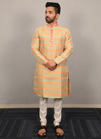 Prazu Fashion Yellow Soft Silk With Heavy Neck Design Kurta | Grocsy